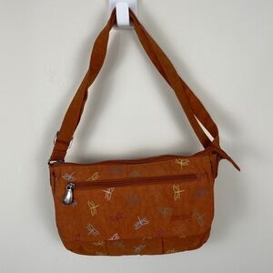 AmeriBag Distressed Brown Dragonfly Print Shoulder Bag Adjustable Strap